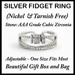 Silver Fidget Ring ~ Adjustable Fits Ring Sizes From 5 to 10 ~ Gift Box